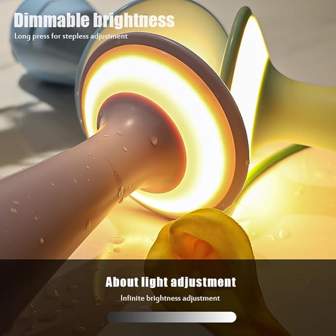 Rechargeable Vase Lamp, Cordless Flower Table Lamp for Restaurant & Dining Room, Portable LED Small Night Light for Bedroom Office, Unique Birthday Gifts for Women