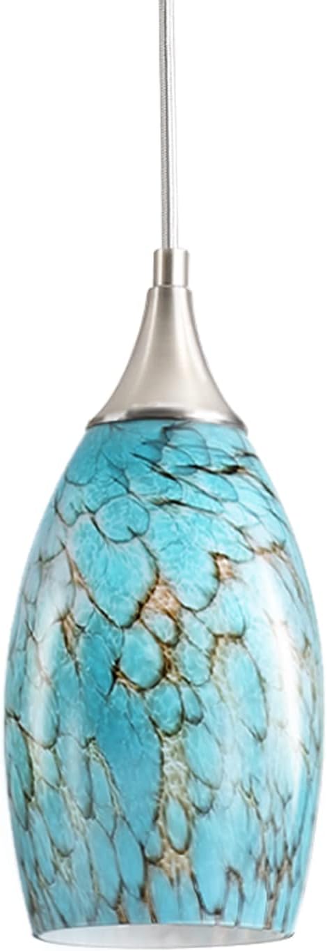 Kitchen Pendant Lighting for Island, Modern Edison Hanging Light with Handcrafted Art Glass, Adjustable Nylon Core Ceramic Holder Lighting Fixture Indoor for Dining Room, Entryway (Bulb Not Included)