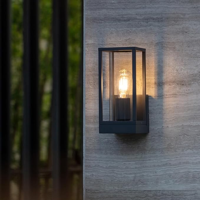 Outdoor Wall Light with Mount, Aluminum Waterproof Porch Light Fixture for Front Door, Patio,Black