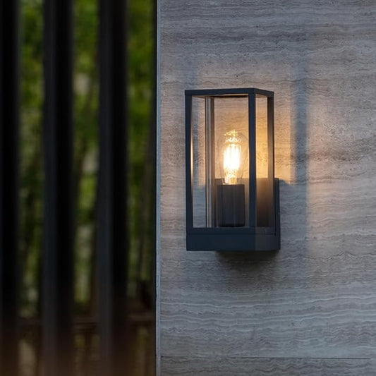 Outdoor Wall Light with Mount, Aluminum Waterproof Porch Light Fixture for Front Door, Patio,Black