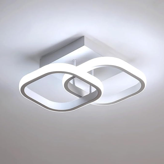 DELIPOP Small Ceiling Light, Square Modern LED Ceiling Light Fixture, 6500K Cool White Light Acrylic Hallway Light Fixture Ceiling Lamp for Hallway Kitchen Study Bedroom Living Room (White)
