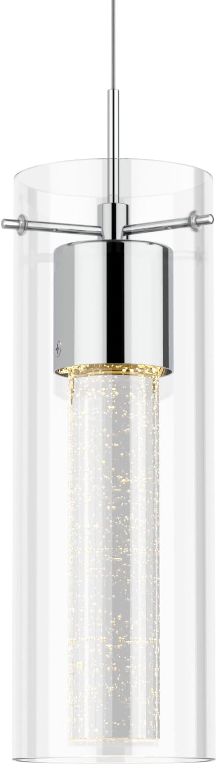 Tawson Alice 1-Light Pendant Ceiling Light Fixture, Integrated Led and Premium Bubble Glass, for Kitchen Island, Hallway, Entryway, Passway, Dining Room, Bedroom, Balcony Living Room