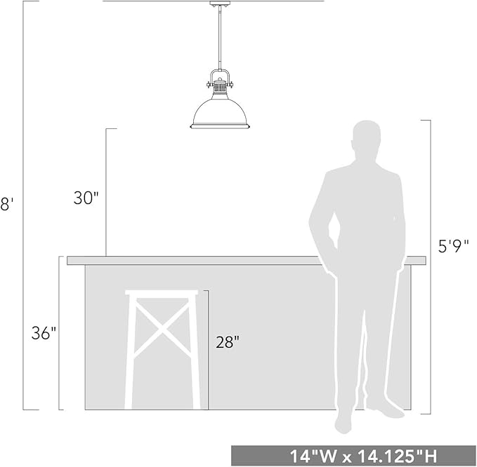 Golden Lighting 3604-L PW-CH Duncan Pendant, Transitional, Pewter with Chrome Shade
