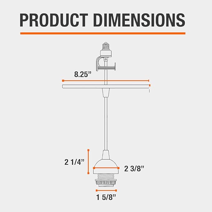 Worth Home Products Instant Pendant Conversion Kit Adapter Only 4"-6" Recessed Light Conversion Kit to Screw-in Pendant (Matte Black - Bulb Not Included)