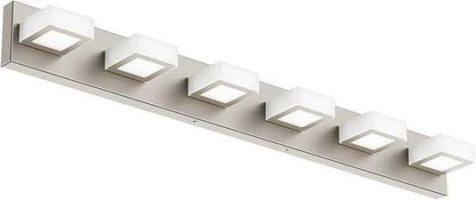 Ralbay Brushed Nickel Bathroom Vanity Light Metal Acrylic Modern LED Bathroom Lighting Over Mirror (White Light 6000K)