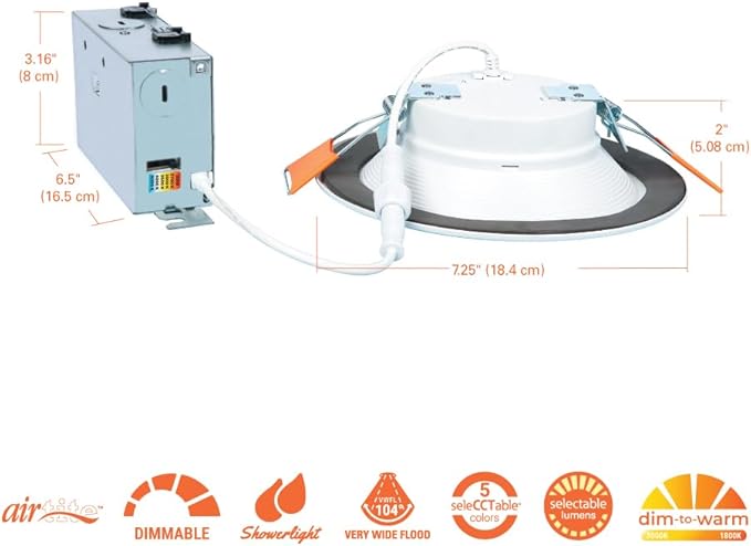 HALO RL 6 in Canless LED Recessed Ceiling Light with Selectable Color Temperature 2700K-5000K Selectable Lumen 900/1200 for Indoor Outdoor Wet Locations Dimmable IC Rated- RL6LS9FSD2W1EWHDM