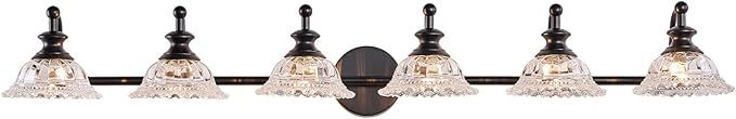 XIEDUN 45" Bathroom Light 6 Light Black Vanity Light Farmhouse Vanity Lights Vanity Lighting Fixtures (Exclude G9 Bulb)