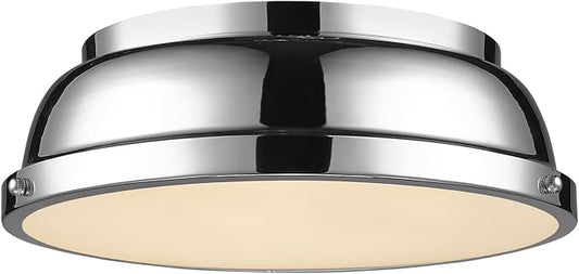 Golden Lighting Yep Duncan 2-Light Flush Mount in Chrome