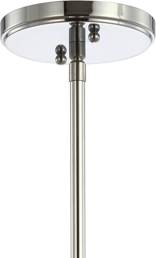 JONATHAN Y 9.5" Chrome Modern Schoolhouse LED Pendant Light Fixture, Adjustable Drop Metal Hanging Lamp with White Glass Shade for Kitchen Island, Dining Room, Foyer (JYL3517B)