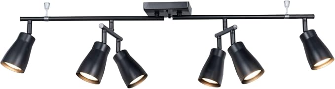 6 Light Modern Industrial Track Lighting Fixtures with Matte Black, Swivel Rotating Bar Ceiling Spotlight Adjustable Head,Dimmable GU10 Socket for Studios Hallyway Bar Bedroom Living Room