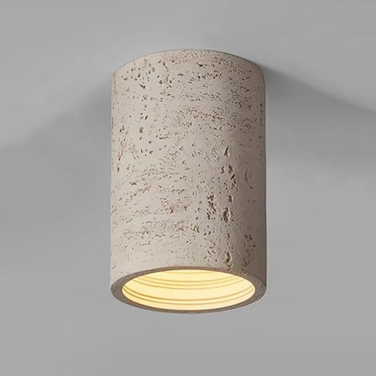 Modern Minimalist Concrete Ceiling Light Fixture Flush Mount LED Ceiling Lamp for Living Room, Bedroom, Hallway Wabi-Sabi Style Cement Cylinder Spotlight Warm White 3000K(White Color,H-20cm)