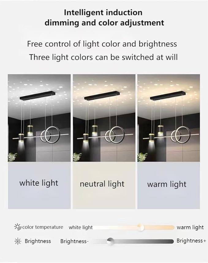 5 Lights LED Island Light, 39.4 Inch Creative Island Light with Remote Control & Infinitely Dimmable Hanging Light, Geometric Linear Pendant Light for Dining Room, Gold