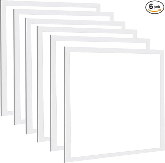 2x2 LED Flat Panel Lights for Drop Ceiling 6 Pack, 45W 5800LM Recessed Edge-Lit Light Fixture, 0-10V Dimmable 5000K Troffer Light, 110-277V Drop Ceiling Lay in for Commercial Office, ETL Listed