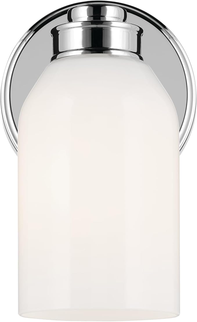 Kichler Shae 5" 1-Light Wall Sconce Bathroom Vanity Light Fixture with White Opal Glass in Chrome, Modern Style for Vanity Mirror, Fireplace, Hallway (8.25" H x 5" W), 55200CH