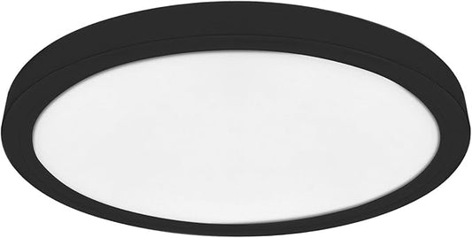 LUXRITE Slim 5 Inch LED Flush Mount Ceiling Light, 12W 800LM, 5CCT 2700K 3000K 3500K 4000K 5000K, Dimmable LED Ceiling Light, Damp Rated, Energy Star, Title 24 - Black
