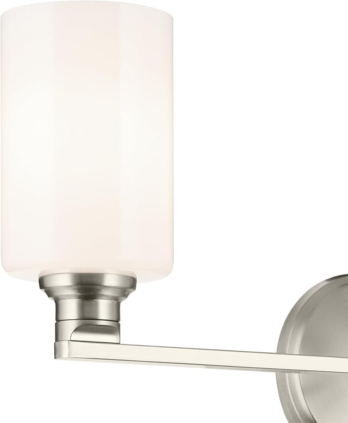 Kichler Gioe 24.25 in 3-Light Bathroom Vanity Light Fixture with Opal Glass in Brushed Nickel, Damp Rated Modern Wall Mount for Mirror, Powder Room (24.25 in W x 10.5 in H), 55226NI