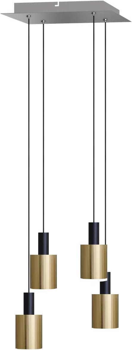 Virgo 4 Mini Pendant Lighting Black-Brass - LED Hanging Light Fixture for Kitchen Island, Bar, Foyer - Cluster Pendants - Dimmable, Adjustable Wire, Lamp Bulb Included