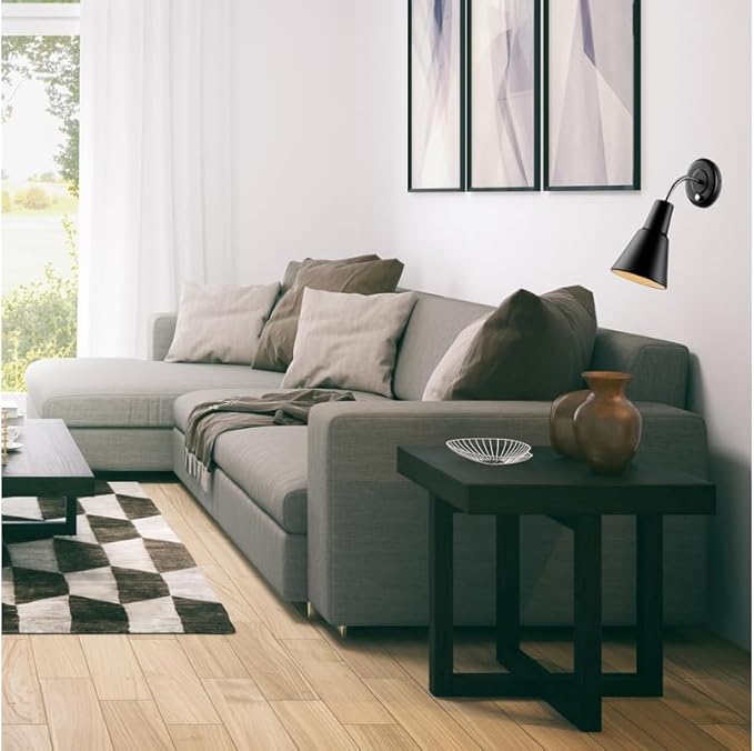 Globe Electric 65312 Ramezay Gooseneck Sconce, Matte Black, Bulb Not Included