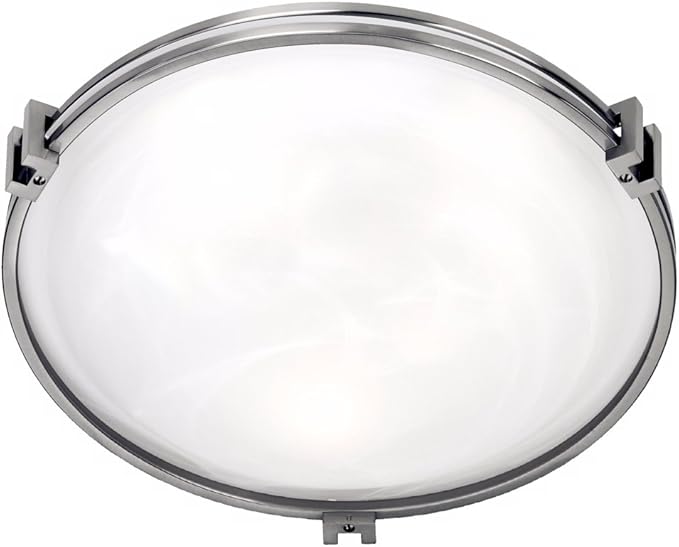 Possini Euro Design Modern Ceiling Light Flush Mount Fixture 16 3/4" Wide Brushed Nickel Silver Metal Marbleized Glass Shade for Bedroom Kitchen Living Room Family Hallway Bathroom House Dining