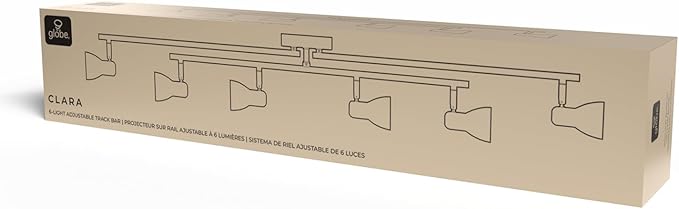 GLOBE Electric 64000168 51" 6-Light Adjustable Track Lighting, Matte Black, Center Swivel Bar, Moveable Outer Bars, Pivoting Track Heads, Ceiling Light, Home Improvement