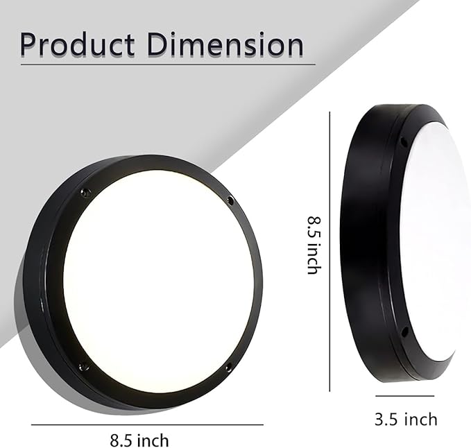 LED Flush Mount Ceiling Light,8.5Inch Outdoor Wall Lights,IP65 All Aluminum Sealed Damp,3000k,15W Round Modern Simple Porch Light, for Flat Walls or Ceilings in Wet Areas.