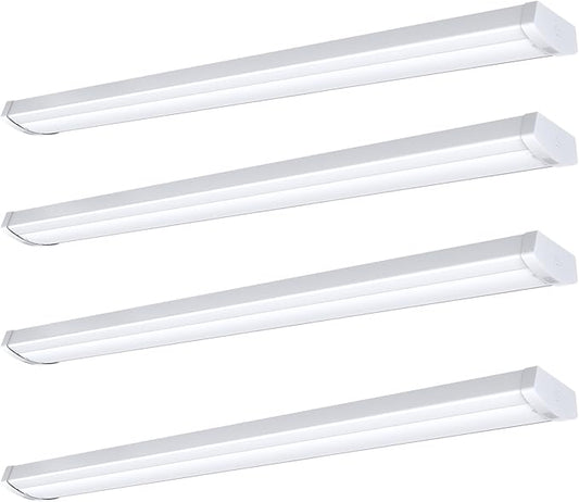 4ft LED Wraparound Light Fixture, 60W/50W/40W Selectable, 6600LM 5000K Daylight, Linkable Hardwired LED Light Fixture, High Efficacy 110LM/W, ETL Listed Linear Fixture, 4 Pack