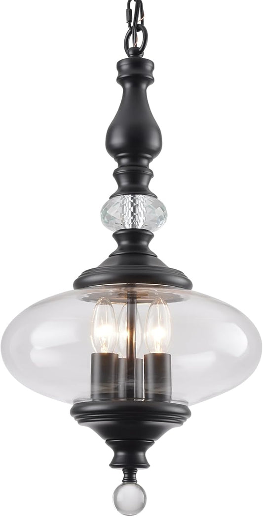 Black Pendant Light Farmhouse Pendant Lights Kitchen Island Glass Pendant Light Fixtures W 11.8 in. H 23.6 in.