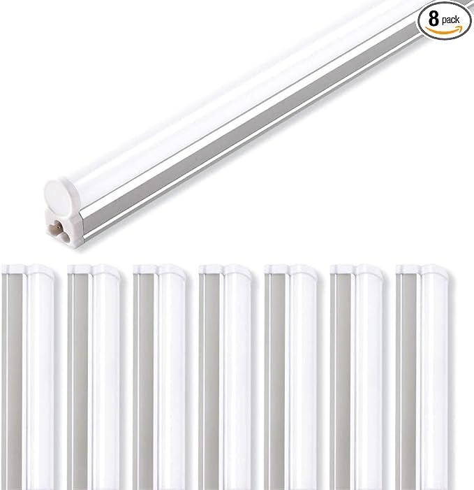 Barrina LED Shop Light 4FT, 2200lm, 4000K Cool White, T5 Led Fixture, Linkable Shop Lights, Ceiling and Under Cabinet Light, Tube Lights for Garage Warehouse Workshop Basement, ETL Listed, 8 Pack