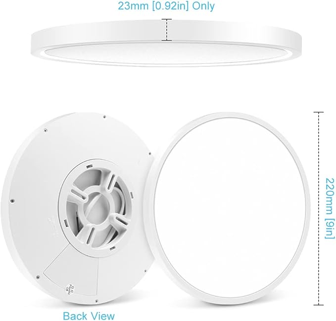 9 Inch White LED Flush Mount Ceiling Light, 5000K Daylight White Low Profile LED Ceiling Light, 18W 1800LM, Round Slim Flat Ceiling Lights Fixture for Closets Bedroom Hallway Stairwells Porch