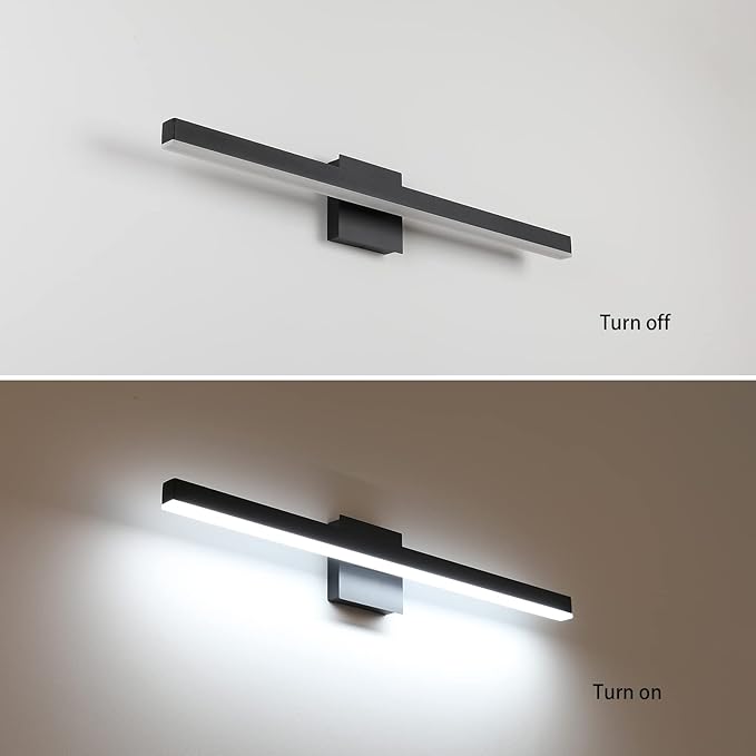 Joossnwell Modern Vanity Light Fixtures Matte Black Aluminum Bar Lighting for Bathroom Lights Over Mirror 31.5" inch LED Wall Lamp Sconce 20W 6000K