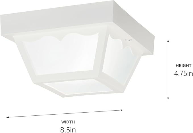 Kichler 8.5" Polypropylene 1 Light Flush Mount with Frosted Glass in White
