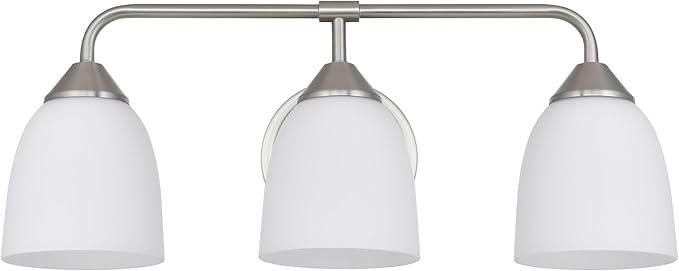 3-Light Traditional Bathroom Vanity Light Fixtures Over Mirror, Modern Vanity Lights for Living Room, Standard E26 Base, Brushed Nickel