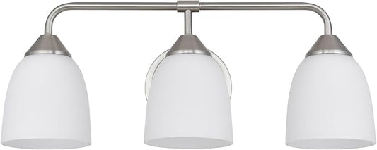3-Light Traditional Bathroom Vanity Light Fixtures Over Mirror, Modern Vanity Lights for Living Room, Standard E26 Base, Brushed Nickel