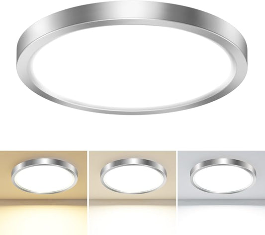 hepside 1PACK LED Flush Mount Ceiling Light Fixture Black, 9Inch 24Watt, 3000k/4500k/6000K Ceiling Light, Ultra Slim Flush Mount LED Ceiling Lamp for Bedroom, Living Room, Kitchen, Hallway