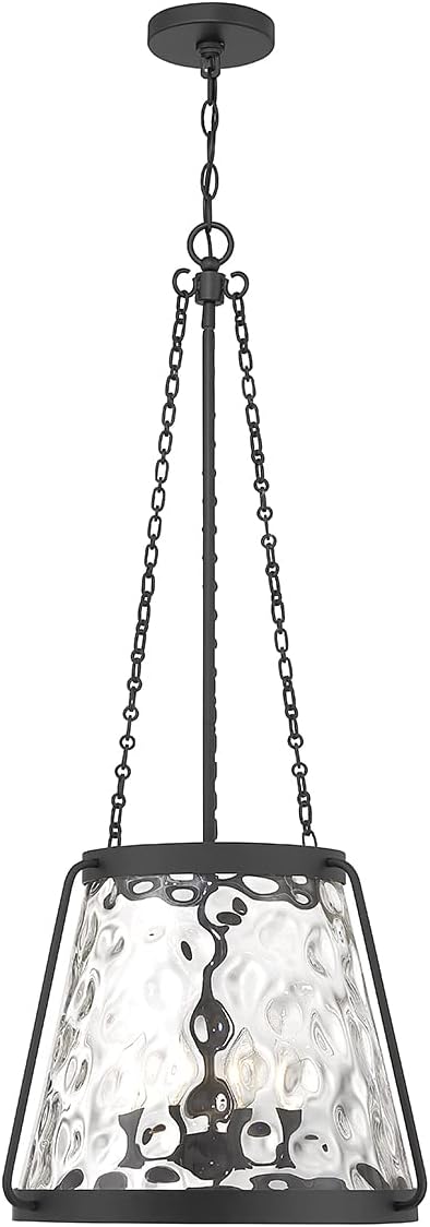 Savoy House 7-1804-4-89 Crawford Vintage Traditional Coastal Clear Water Glass Pendant, 4-Light 240 Total Watts, 40" H x 18" W, Matte Black