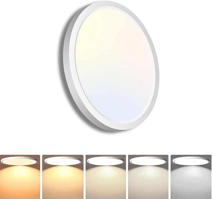 8.66 Inch LED Flush Mount Ceiling Light Fixtures, 18W 2160LM & 5CCT Selectable (2700K-6500K), Integrated LED Lights for Bedroom Kitchen Hallway Closet Laundry, Non Dimmable, White