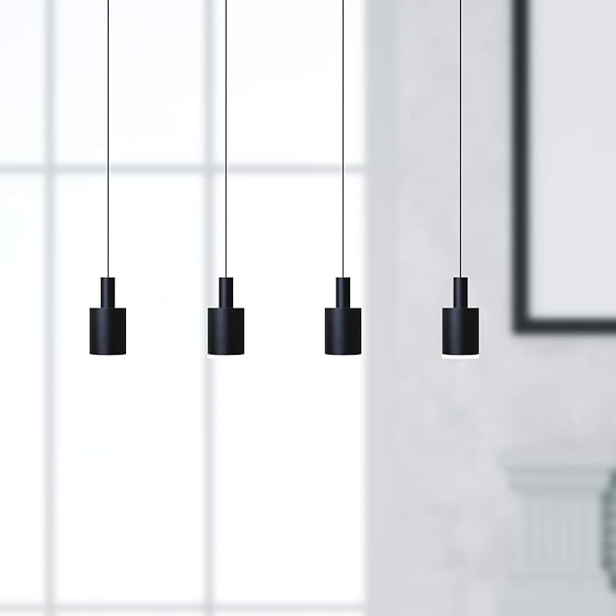 Virgo 4 Mini Pendant Lighting Black - LED Hanging Light Fixture for Kitchen Island, Bar, Foyer - Cluster Pendants - Dimmable, Adjustable Wire, Lamp Bulb Included