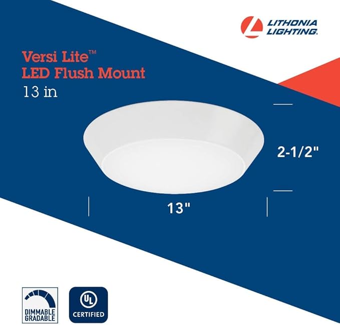 Lithonia Lighting FMML 13 840 FMML 13-Inch Round 120 Volts Versi Lite LED Flush Mount,0-10 Volt Dimming, White