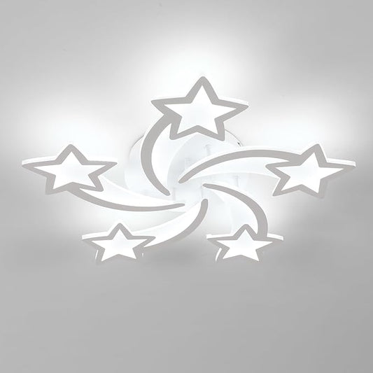 Goeco Kids Ceiling Light, 6500K 39W Modern Acrylic LED Close to Ceiling Light Fixture, White Star Shape Flush Mount Lamp for Kids Room, Nursery, Bedroom, Living Room