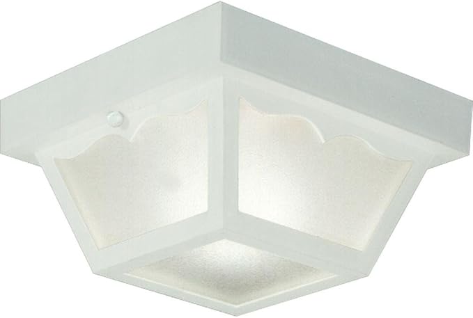 Progress Lighting 1-Light Indoor and Outdoor Flush Mount Ceiling Light, Interior and Exterior Ceiling-Mount Light Fixture for Porch Light, Patios, Garages, Hallways, Non-Metal, 8-1/4" by 4-3/4", White