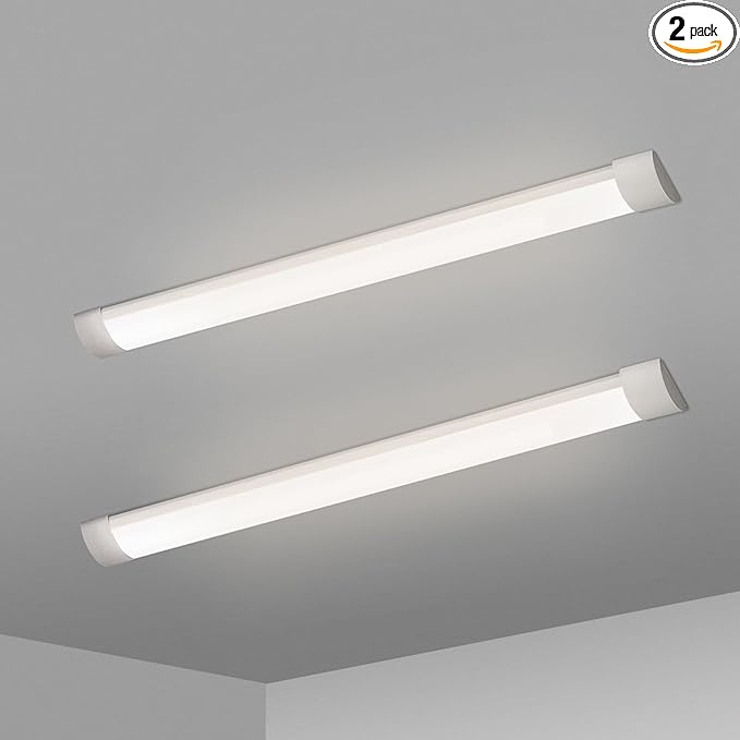 KILIPOL 2FT LED Batten Light, Ceiling Surface Mounted Slim LED Tube Lights, 20W 4000K Neutral White for Office, Shop, Garage, Home, 2 Packs