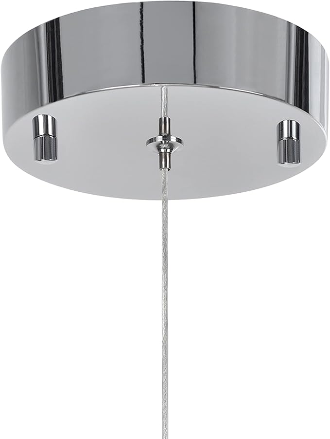 Aspen Creative 61110-11 Adjustable LED One-Light Hanging Mini Pendant Ceiling Light, Contemporary Design in Chrome Finish, Glass Shade, 4.375" Wide
