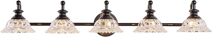 XIEDUN 37.4" 5 Light Vanity Light for Bathroom (Exclude G9 Bulb) Black Vanity Lights for Bathroom