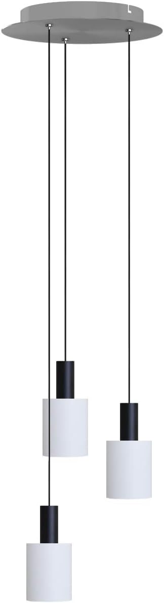 Virgo 3 Mini Pendant Lighting Black-White - LED Hanging Light Fixture for Kitchen Island, Bar, Foyer - Cluster Pendants - Dimmable, Adjustable Wire, Lamp Bulb Included