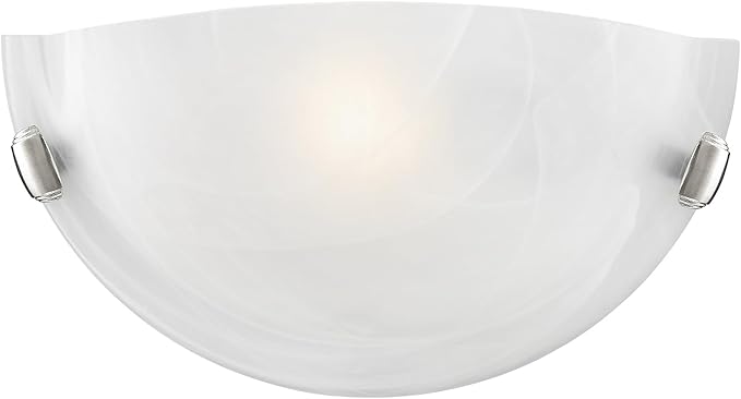 Livex Lighting 4271-91 Home Basics 1 Light Brushed Nickel Wall Sconce with White Alabaster Glass