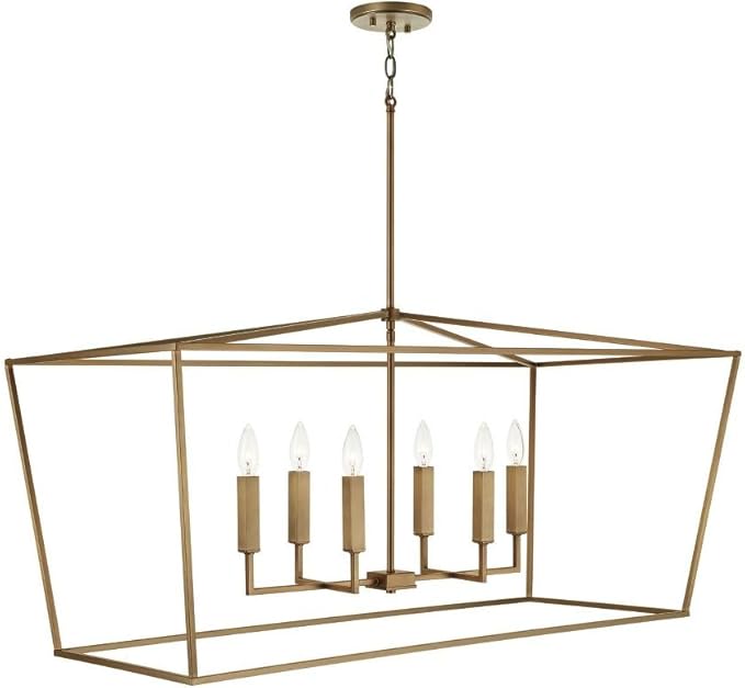 Capital Lighting 837661MB Thea Symmetrical Clear Line Island/Linear Pendant, 6-Light 360 Total Watts, 21" H x 42" W, Matte Black