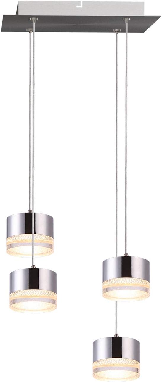 Jupiter 4 Mini Pendant Lighting Nickel - LED Hanging Light Fixture for Kitchen Island, Bar, Foyer - Cluster Pendants - Dimmable, Adjustable Wire, Lamp Bulb Included
