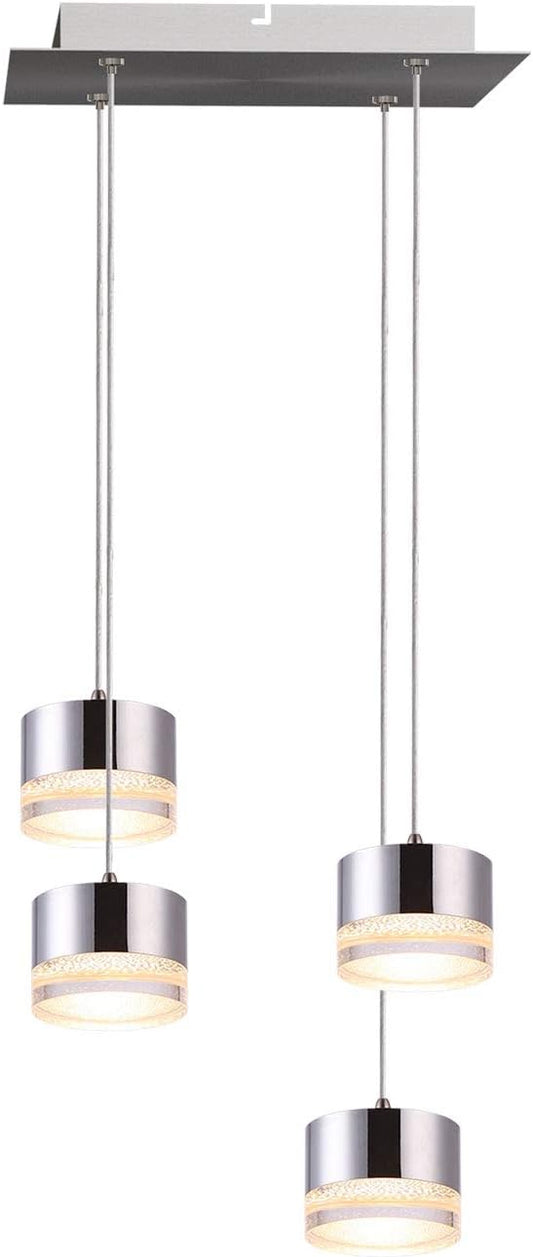 Jupiter 4 Mini Pendant Lighting Nickel - LED Hanging Light Fixture for Kitchen Island, Bar, Foyer - Cluster Pendants - Dimmable, Adjustable Wire, Lamp Bulb Included