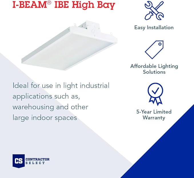 Lithonia Lighting I-BEAM LED High Bay Light, Ceiling Lighting Fixture, 22,000 Lumens, 5000K Daylight, Dimmable LED Shop Lights for Warehouse, Garage, Work Light, MVOLT 120–277V (IBE 22LM MVOLT 50K)