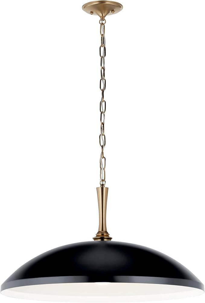 Kichler Delarosa 1-Light Pendant, Updated Traditional Light in Black and Champagne Bronze, Sloped Ceiling Compatible, for Your Kitchen, Dining Room or Hallway (12.75" x 24.25"), 52637BK